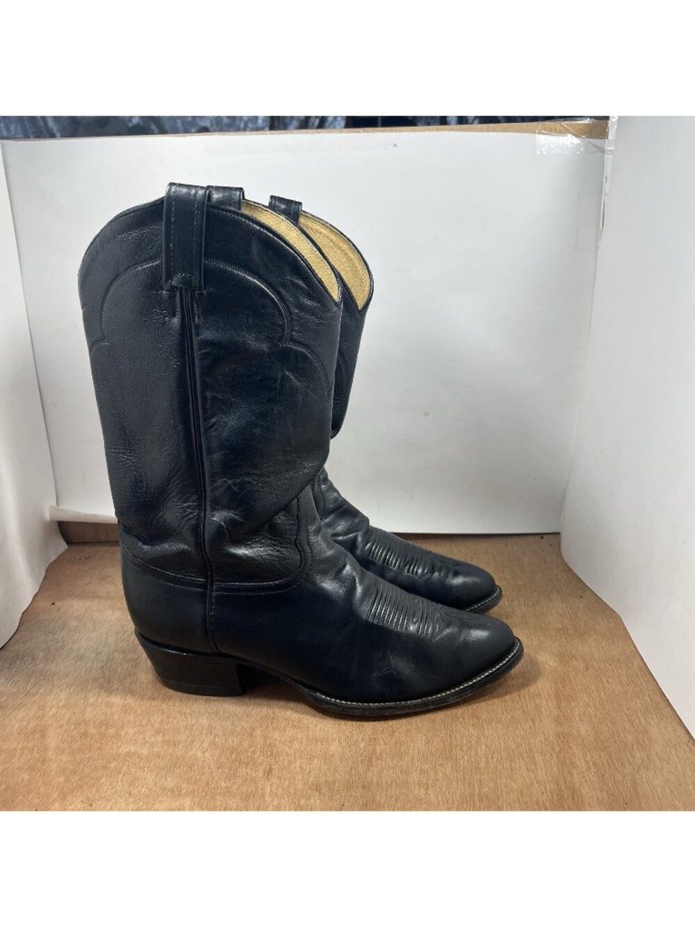 Tony Lama Western Cowboy Boots Mens 10.5 Black Leather Style 5984